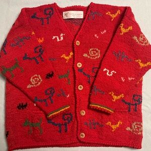 Amano style Artsy Wool Cardigan Colourful Women’s Size Large